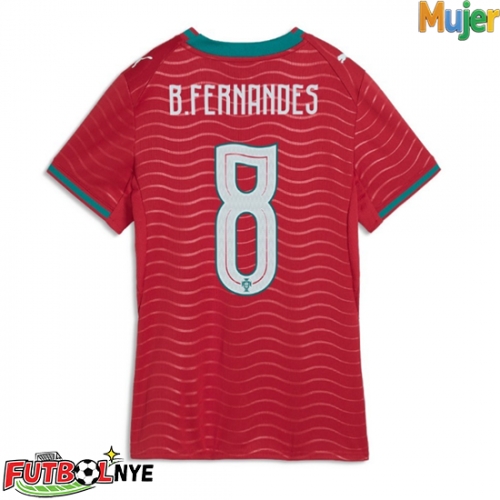 Camiseta Portugal Bruno Fernandes #8 Primera Equipación para mujer Mundial 2026 manga corta